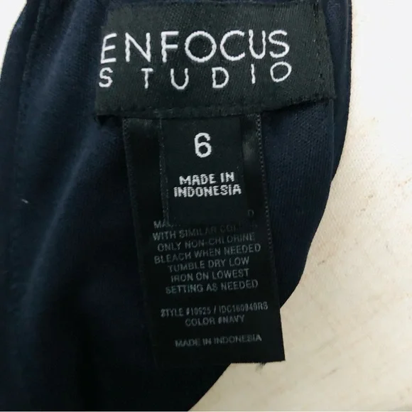 ENFOCUS STUDIO Navy Blue Sleeveless Halter Elastic Tie Waist Stretch Jumpsuit 6 - Picture 9 of 11